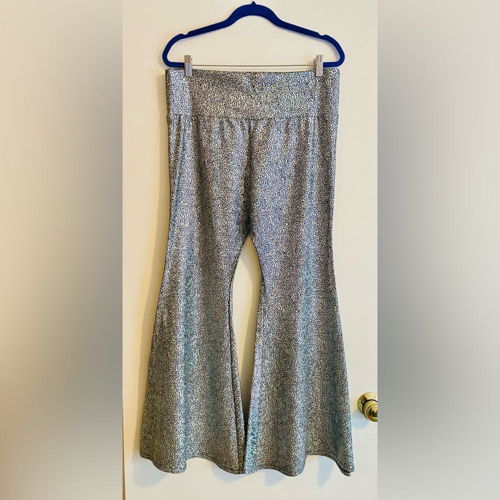 Orange Cosmic Mermaid Holographic Bell Bottoms